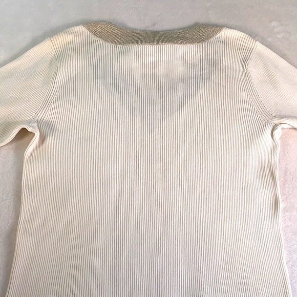 Liz Claiborne V-Neck Striped-Trim Sweater - Picture 7 of 9